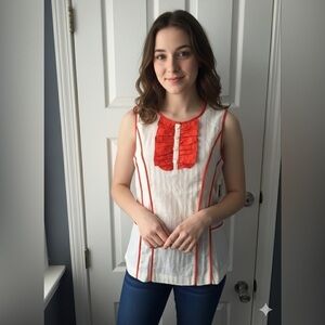 NWT Richard Chai For Target Women’s Medium Cream Orange Ruffle Blouse Top M